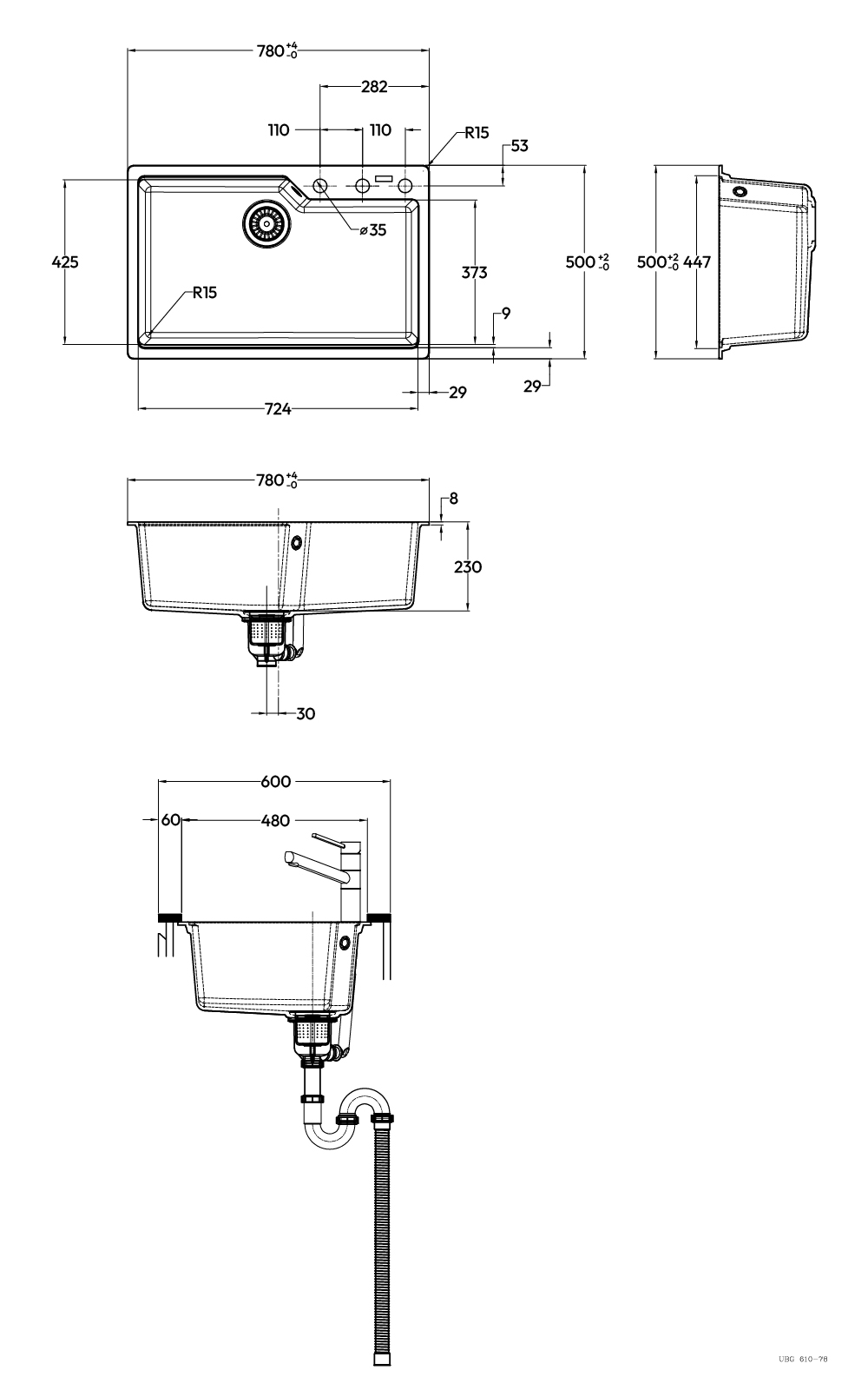 FRANKE 花崗岩廚房水槽 UBG 610-78